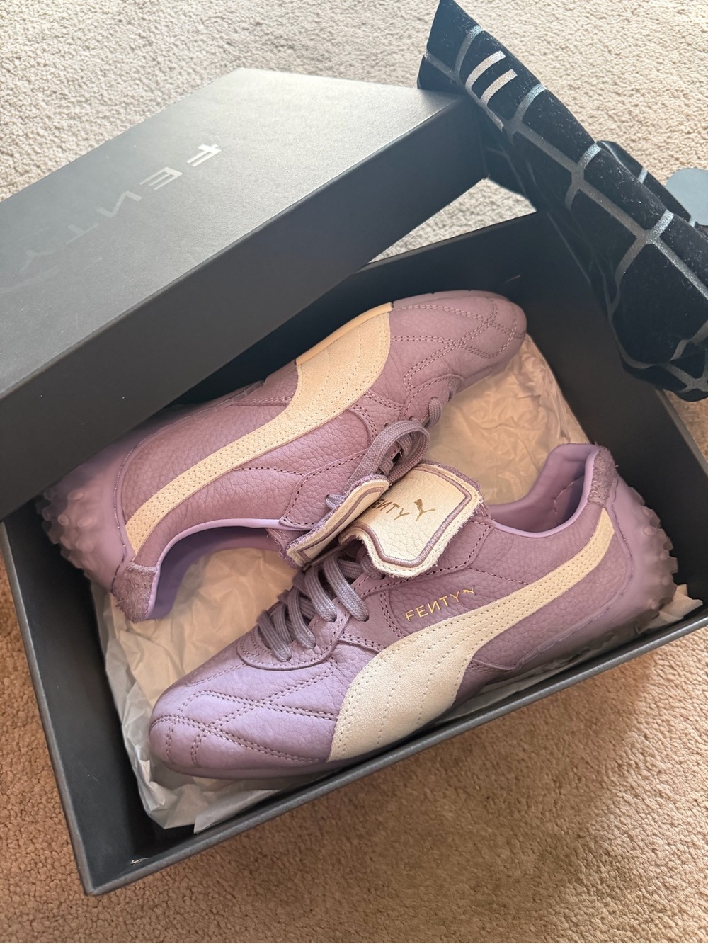 Puma Fenty Lavender and Cream Suede Sneakers